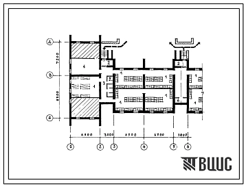 Типовой проект П-2-400(114-42-152с 85) Подсобные помещения подвального этажа 2-х этажного 16-ти квартирного секционного жилого дома, (убежище на 400 человек, размеры убежища 31,2м на 16,5м, режимы вентиляции 1,2).