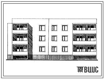 Типовой проект 85-029/1 3-этажная 12-квартирная блок-секция торцовая 3Б-2Б-2Б-2Б (левая)