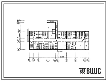Типовой проект П-3-685(164-77-72сп 85) Помещения общественного назначения в подвале 4-этажного общежития на 200 мест для студентов и учащихся профтехучилищ, (убежище на 685 человек, размеры убежища 47,4м на 30,16м, режимы вентиляции 1,2).