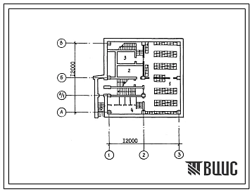 Типовой проект П-1-120(408-20-65.87) Вспомогательные помещения в подвале районной типографии мощностью 5 млн единиц печати в год с офсетом способом печати, (убежище на 120 человек, размеры убежища 12м на 12м, режимы вентиляции 1,2).
