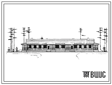 Типовой проект 1-50Б-9 Одноэтажный четырехквартирный жилой дом с 2-3-х комнатными квартирами с полным благоустройством, стены брусчатые.