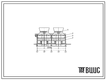 Типовой проект 901-6-94с.86 в формате DWG Градирня двухсекционная с вентиляторами 2ВГ70 брызгальная с секиями площадью 192 кв.м со стальным каркасом (проект переведен в формат DWG)