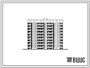Фасады Типовой проект 121-0148.13.87 Блок-секция 9-этажная 80-квартирная для малосемейных рядовая с торцовыми окончаниями 1Б-1Б-1Б-1Б-1Б-1Б-2Б-2Б-2Б (для строительства в Костромской области)