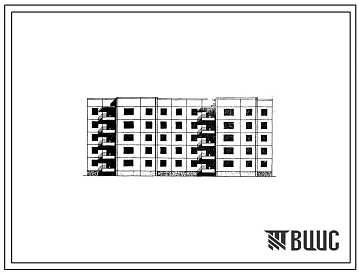 Типовой проект 97-05 5-этажаня сдвоенная блок-секция рядовая на 30 квартир 2Б.2Б.3Б-2Б.2Б.2Б для строительства в 1В климатическом подрайоне.