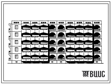 Типовой проект 105-064с/1 Блок-секция торцовая пятиэтажная 25-квартирная 1Б-2Б-3Б-3Б-4Б.