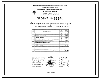 Состав Проект 32941 Печь термическая проходная конвеерная размерами пода 1.0х6.0м на газе