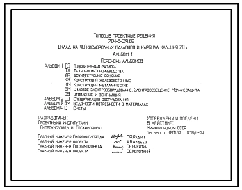 Типовой проект 704-5-031.89 Склад на 40 кислородных баллонов и на 20 т карбида кальция
