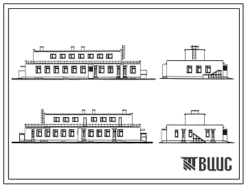 Типовой проект 254-9-82 Пищеблок районной больницы на 400 коек с поликлиникой на 600 посещений в смену. Здание одно-,    двухэтажное. Стены из кирпича.