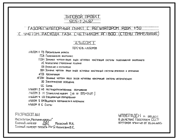 Типовой проект 905-1-24.87 Газорегуляторный пункт с регулятором РДБК1-50 с учетом расхода газа счетчиком РГ-600. Стены из легкобетонных панелей