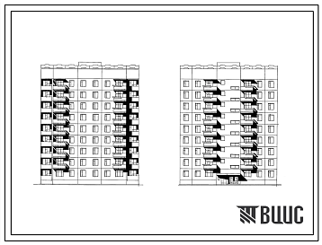 Типовой проект 135-01/1.2 9-этажная 36-квартирная рядовая блок-секция с торцовыми окончаниями 2-Б 2-Б 3-Б 3-Б