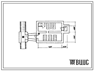 Типовой проект Ау-II,III,IV-50-74/23 Быстровозводимые убежища на 50 чел. Стены    из    бетонных   блоков    по    серии 1.116-1 (ГОСТ 13579-78). Для сухих грунтов (убежище на 50 человек, размеры убежища 7м на 6м, режимы вентиляции 1,2)