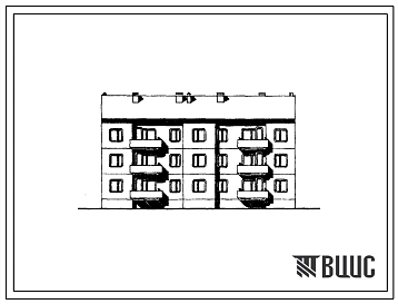 Типовой проект 135-0150с.86 3-этажная рядовая блок-секция на 12 квартир 1Б-2Б-3Б-3Б