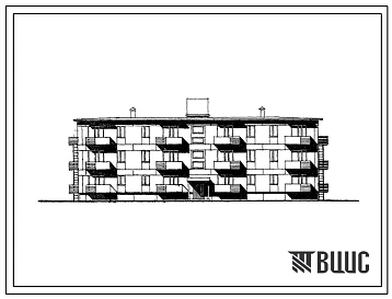 Типовой проект 153-17-10 Трехэтажный 24-квартирный жилой дом для малосемейных (однокомнатных 1А-9, однокомнатных 1Б-12, двухкомнатных 2А-3). Для строительства в 1В климатическом подрайоне, 2 и 3 климатический районах.