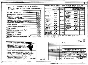 Альбом 8 Часть 1 Архитектурно-строительные чертежи выше отм.000. Часть 2 Отопление и вентиляция Раздел 2-1 С радиаторами и конвекторами. Часть 3 Водоснабжение и канализация выше отм.0.000. Часть 4 Газоснабжение. Часть 5 Єлектрооборудование. Часть 6 Слабот