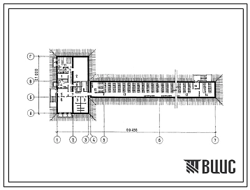 Типовой проект П-3-600(293-6-15с.13.87) Учебный тир на 4 стрелковых места, приспосабливаемые под ПРУ (для узбекской ССР), (убежище на 600 человек, размеры убежища 69,45м на 21м, режимы вентиляции 1,2).