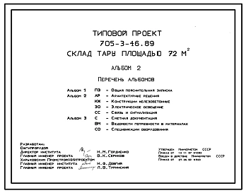 Типовой проект 705-3-46.89 Склад тары площадью 72 м2