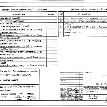 Состав фльбома. Типовой проект 407-3-478.13.87Альбом 5 Электрооборудование ТП-2х1000 кВ-А (из т.п. 407-3-480.13.87)