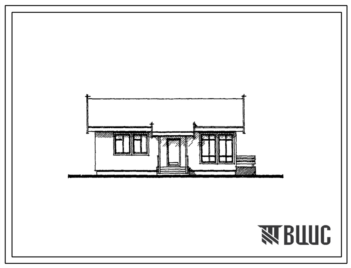 Типовой проект 181-115-31/1 Одноэтажный жилой дом с двухкомнатной квартирой типа 2Б. Для строительства в 1В и 2В климатических подрайонах