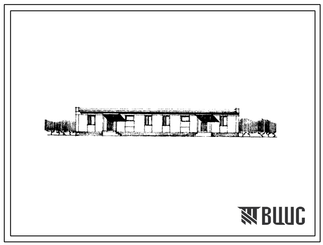 Типовой проект 183-211-22/1 Одноэтажный дом на 2 пятикомнатные квартиры. Для строительства в 4А и 4Г климатических подрайонах Туркменской ССР