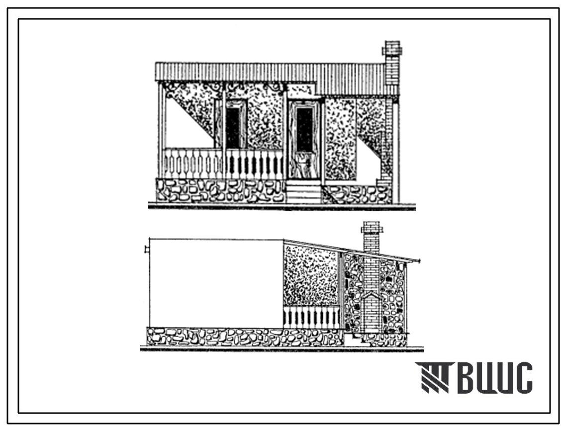 Типовой проект 185-000-568с.13.86 Одноэтажный 2-комнатный летний садовый домик с летней кухней (для Азербайджанской ССР)