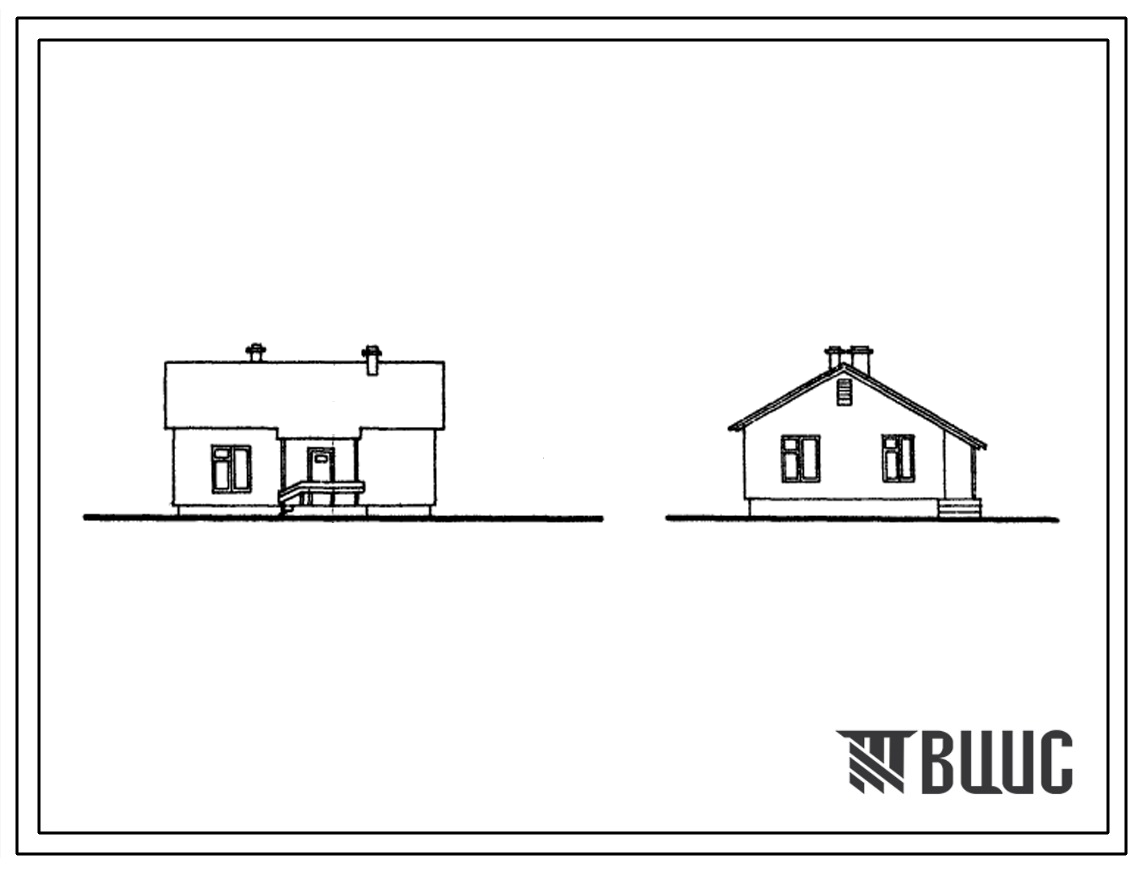 Типовой проект 184-000-9 Одноэтажный жилой дом с трехкомнатной квартирой типа 3Б для переселенцев (стены из кирпича).