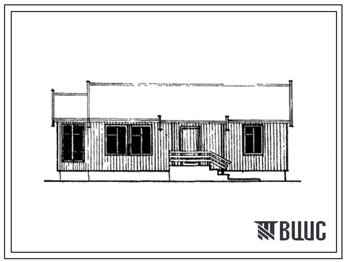 Типовой проект 181-115-32/77 Одноэтажный одноквартирный трехкомнатный жилой дом деревянно-панельной конструкции