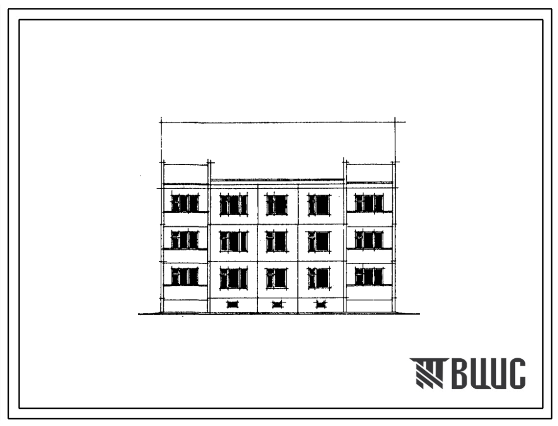 Типовой проект 90-0100.86 Блок-секция рядовая левая на 9 двухкомнатных квартир. Общая площадь 497 м2 (СТЕНЫ ИЗ  КЕРАМЗИТОБЕТОННЫХ ПАНЕЛЕЙ, Перекрытия железобетонные. Полное инженерное благоустройство.  Ориентация широтная, Одноэтажные, Секционные дома Для