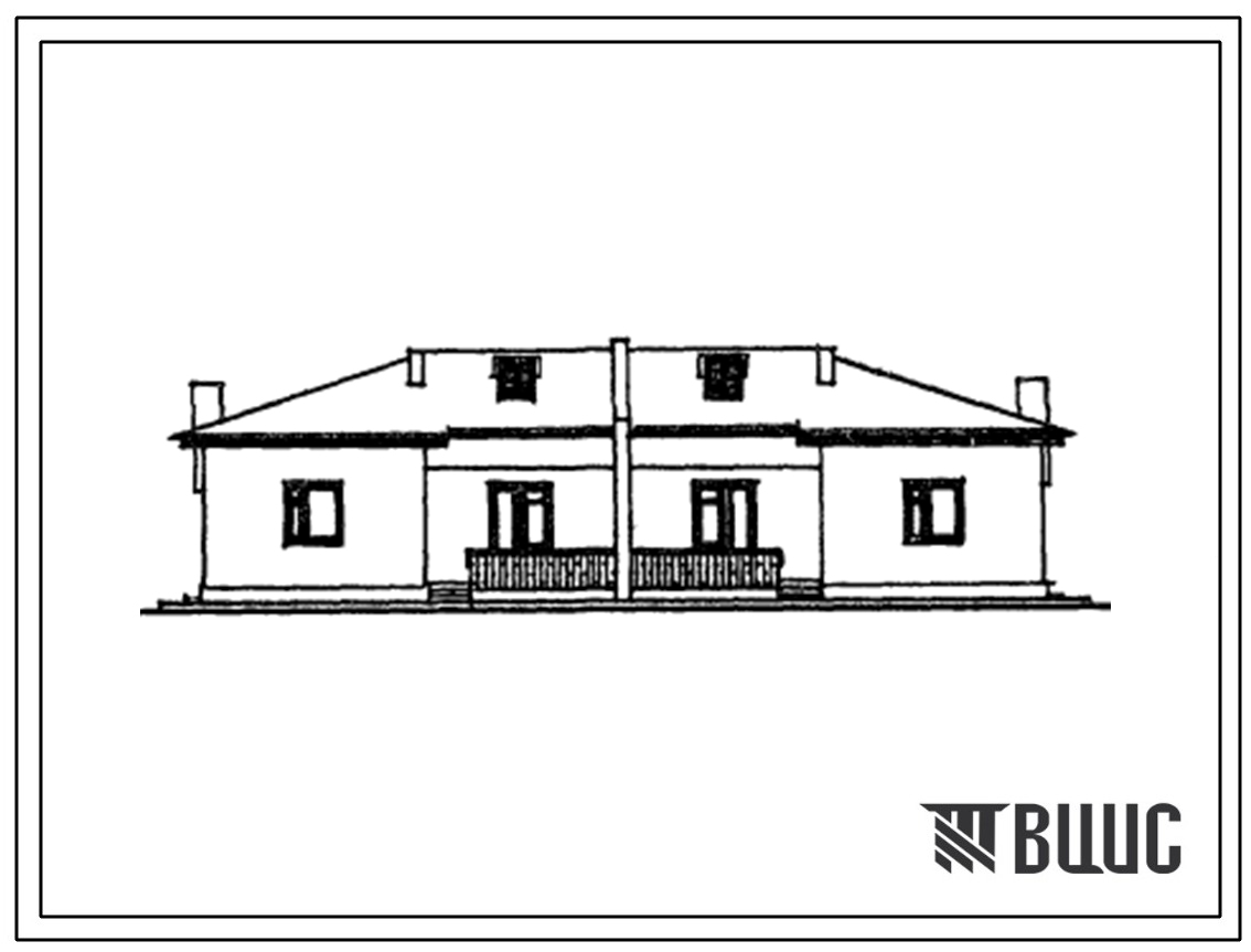 Типовой проект 184-42-156с.13.86 Одноэтажный двухквартирный жилой дом с 2-х комнатными квартирами для государственного строительства в сельской месности (для Грузинской ССР)
