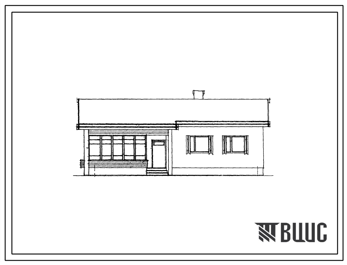 Типовой проект 184-16-6 Одноэтажный одноквартирный трехкомнатный жилой дом со стенами из кирпича и деревянными деталями заводского изготовления. Для строительства во 2 и 3 строительно-климатических зонах.