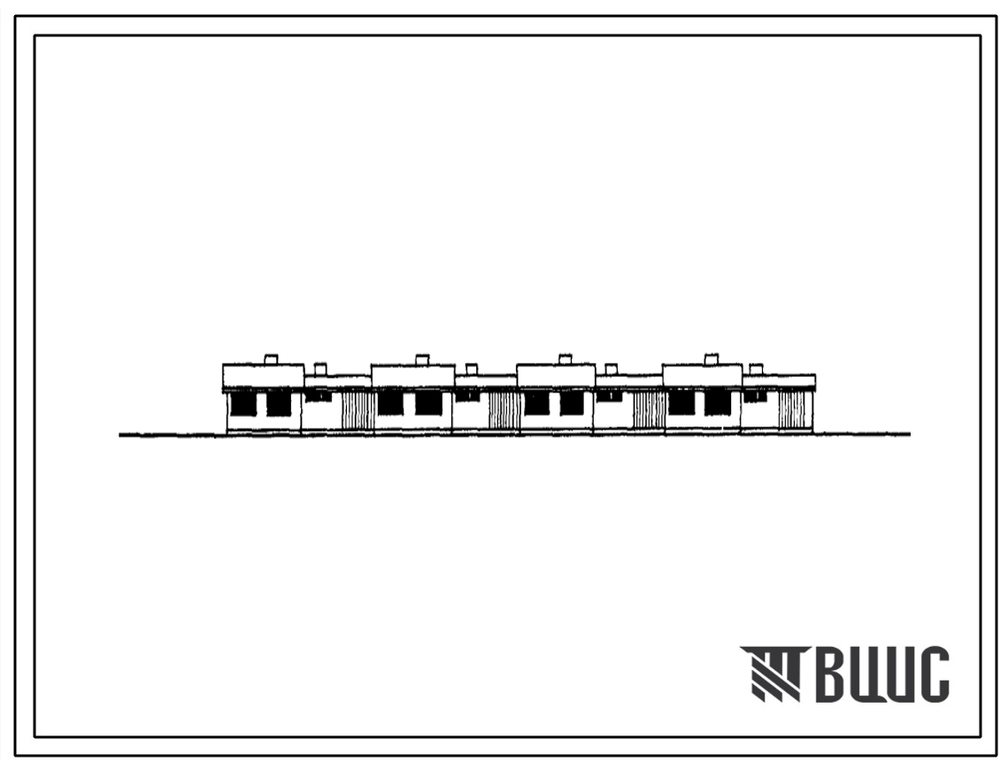 Типовой проект 184-22-53 Одноэтажный блокированный жилой дом на четыре трехкомнатных квартиры. Для строительства в Белорусской ССР. Расчетная наружная температура -25 0С.