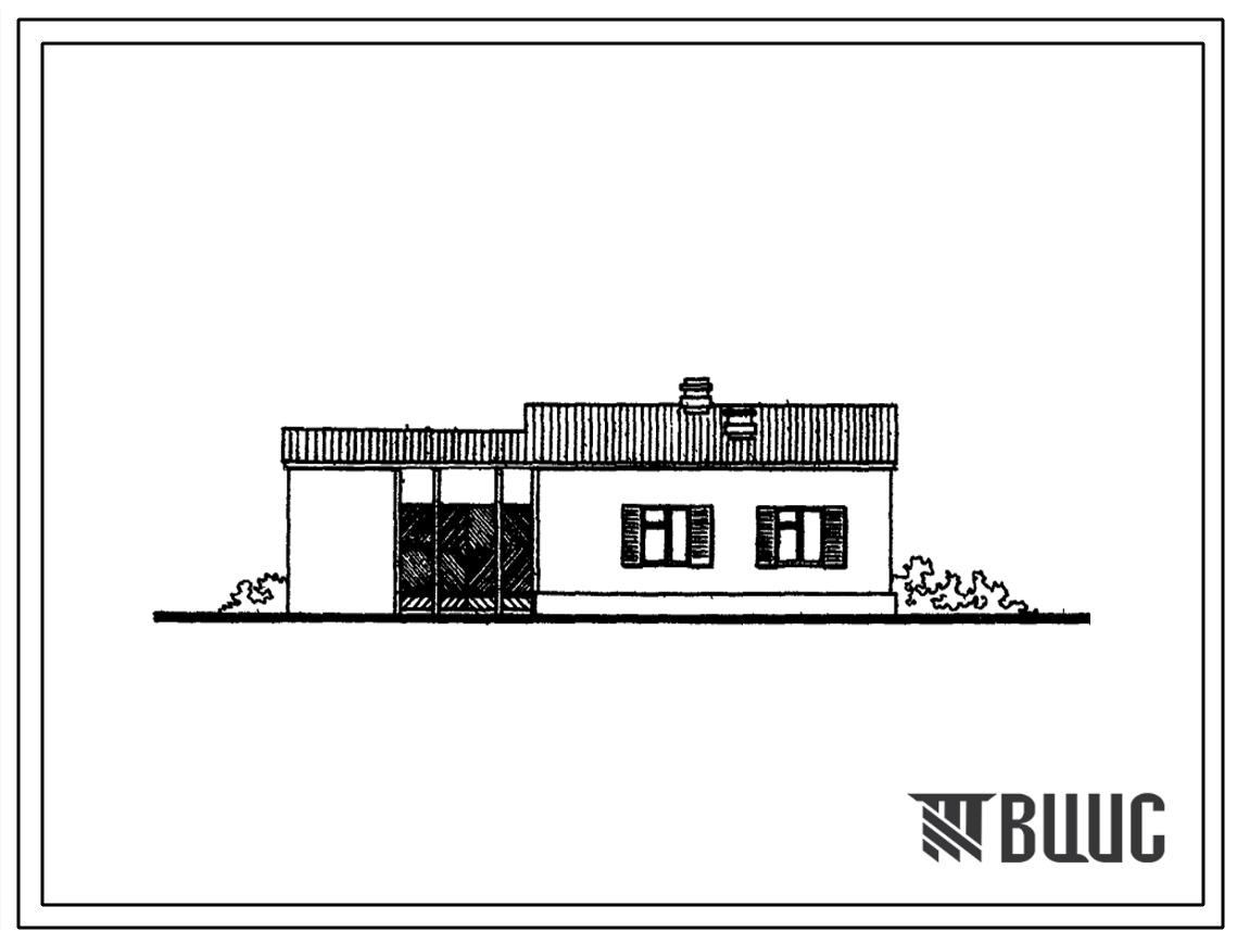 Типовой проект 184-217-2с/1 Одноэтажный дом с четырехкомнатной квартирой для индивидуального строительства. Для строительства в северных районах 4А климатического подрайона Туркменской ССР сейсмичностью
