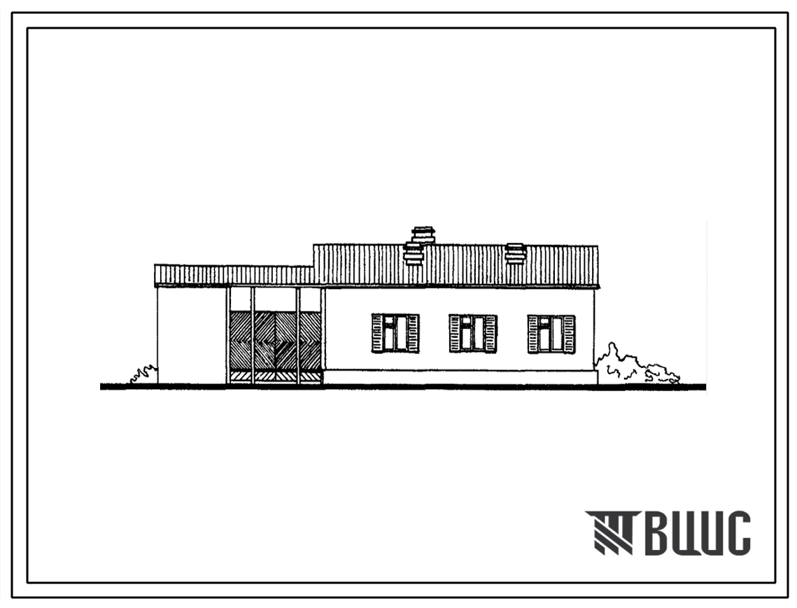 Типовой проект 184-217-3с/1 Одноэтажный дом с пятикомнатной квартирой для индивидуального строительства. Для строительства в северных районах 4А климатического подрайона Туркменской ССР сейсмичностью
