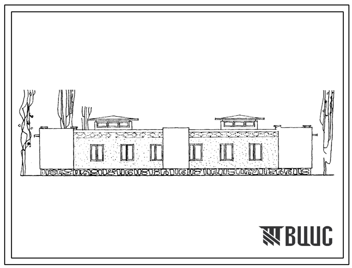 Типовой проект 184-40-63 Одноэтажный дом на 2 шестикомнатные квартиры. Для строительства в 4А и 4Г климатических подрайонах ККАССР