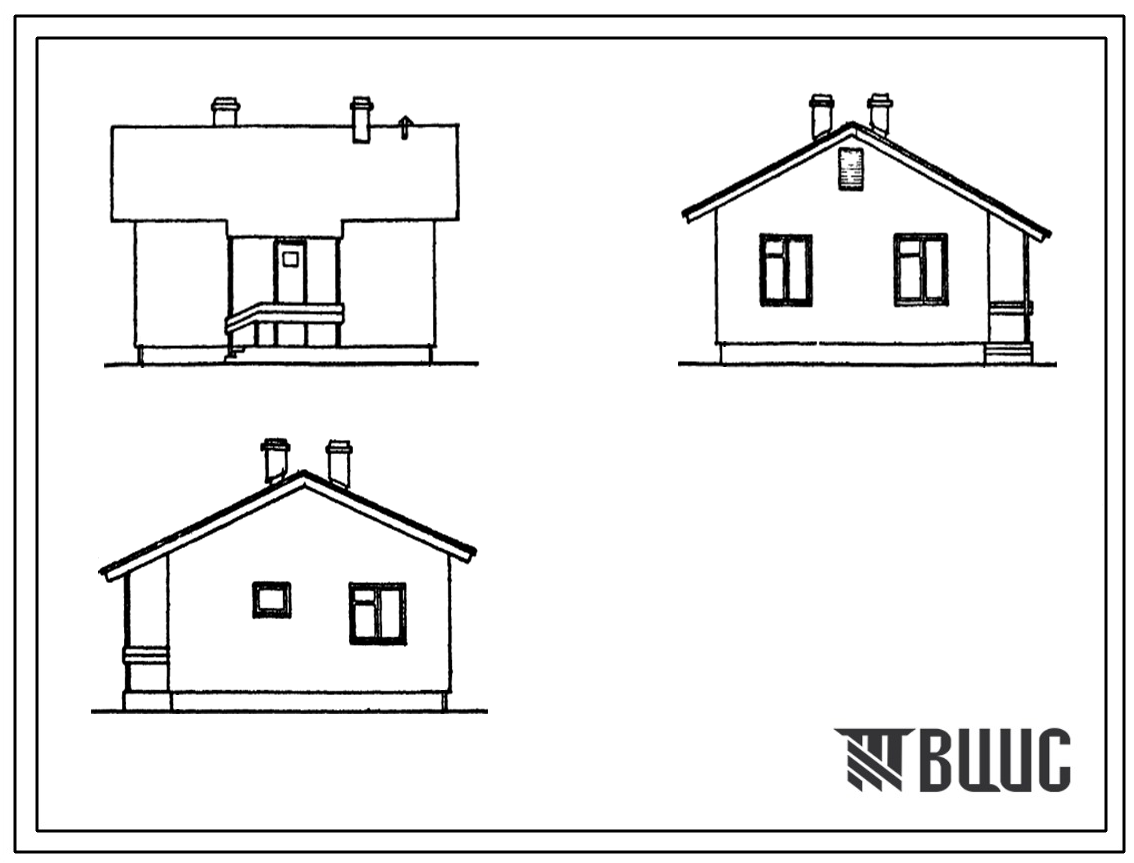 Типовой проект 186-000-6 Одноэтажный одноквартирный жилой дом с двухкомнатной квартирой типа 2Б для переселенцев (с брусчатыми стенами).
