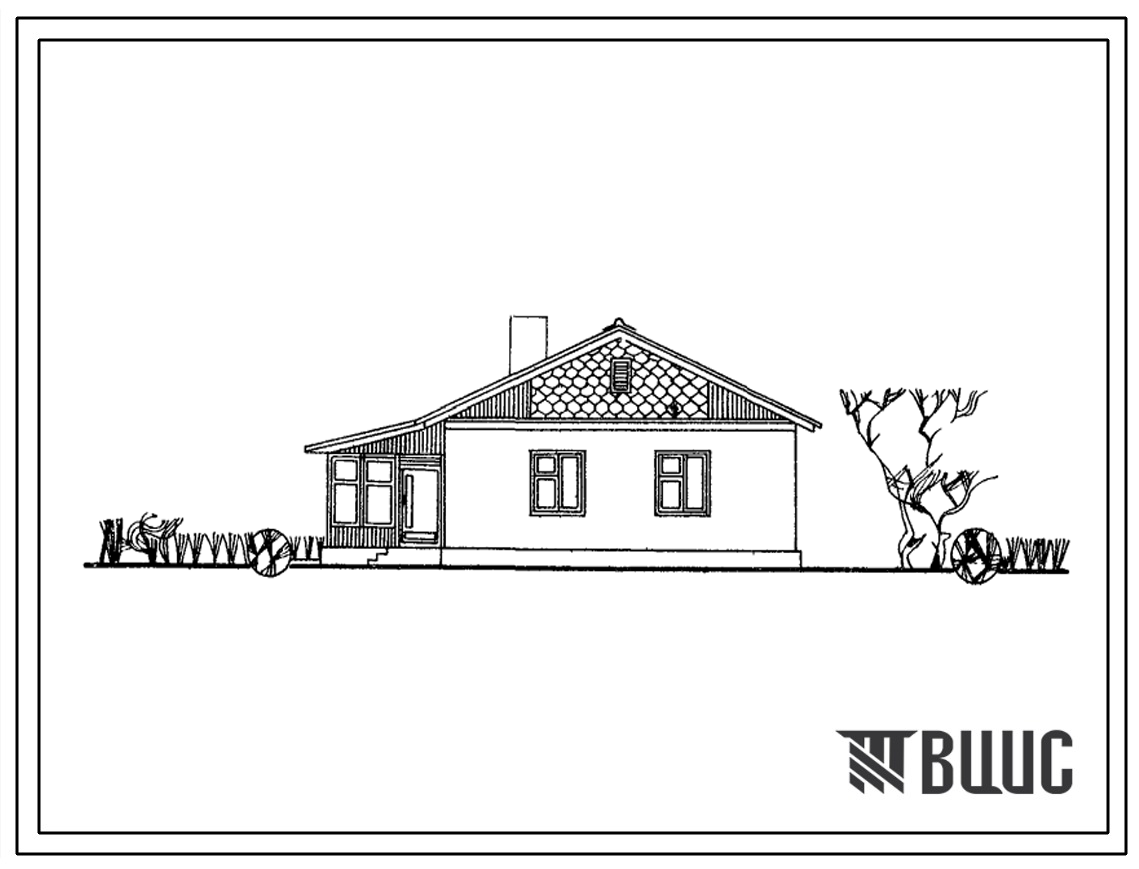 Типовой проект 184-000-5 Одноэтажный одноквартирный дом с трехкомнатными квартирами 3Б с хозяйственными пристройками. Для строительства в 1В, 2В и 3А климатических подрайонах сельской местности Казахской ССР