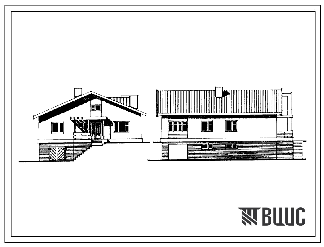 Типовой проект 144-24-292.13.88 Одноквартирный жилой дом на рельефе с 4-комнатной квартирой с гаражом (для индивидуальных застройщиков южных районов УССР)