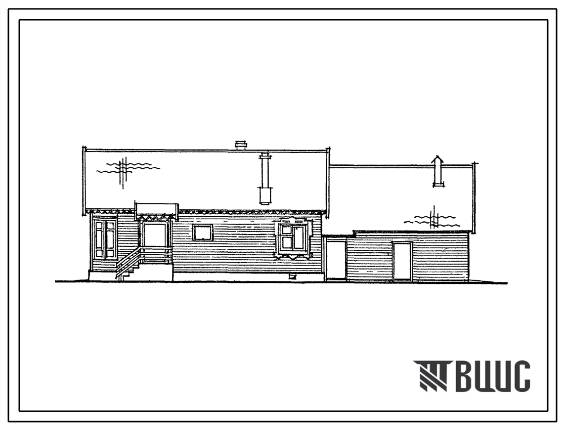 Типовой проект 186-115-192.13.88 Одноэтажный одноквартирный жилой дом с двухкомнатной квартирой, сблокированный с хозпостройкой (для Кировской области)