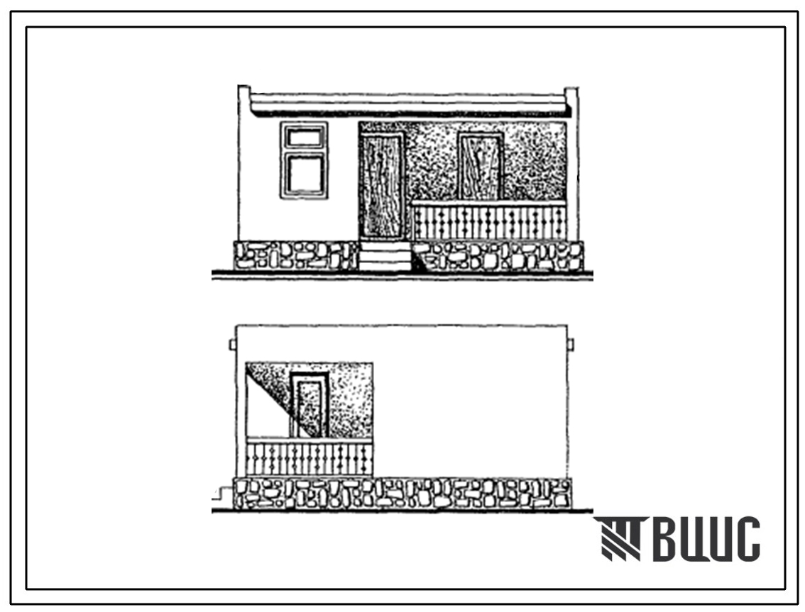 Типовой проект 185-000-569с.13.86 Одноэтажный 2-комнатный летний садовый домик (для Азербайджанской ССР)