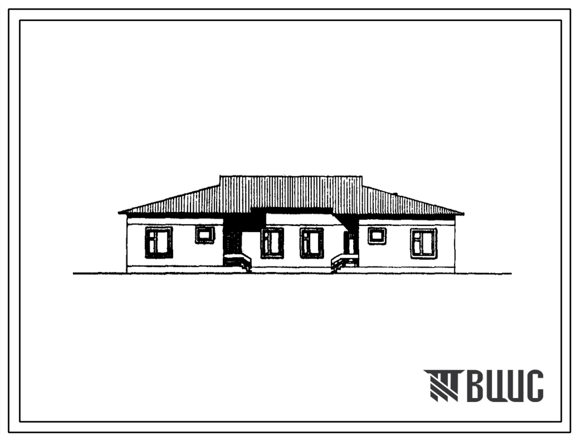 Типовой проект 188-149-8с.86 Одноэтажный жилой дом на две трехкомнатные квартиры типа 3Б. Для строительства в сельской местности