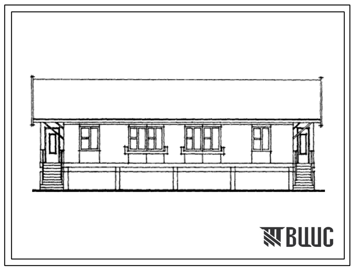 Типовой проект 181-115-112см/1 Одноэтажный двухквартирный жилой дом с трехкомнатными квартирами. Деревянно-панельной конструкции.