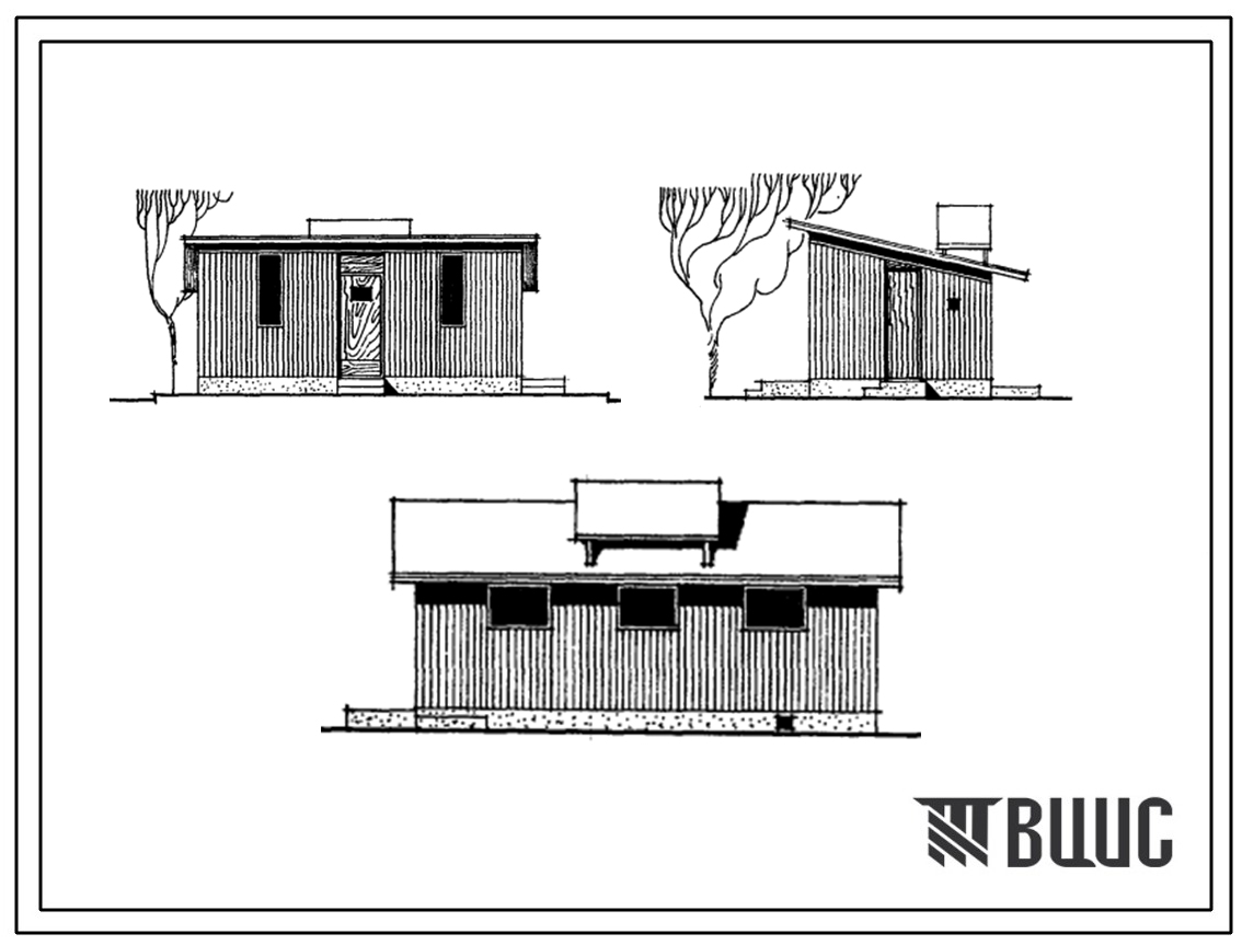 Типовой проект 199-000-81с Хозяйственная постройка к садовым домикам (помещения для птиц, хозинвентаря, летний душ, дворовая уборная, передняя). Для строительства во 2В, 3Б, 3В и 4Г климатических подрайонах Армянской ССР сейсмичностью 7, 8 и 9 баллов