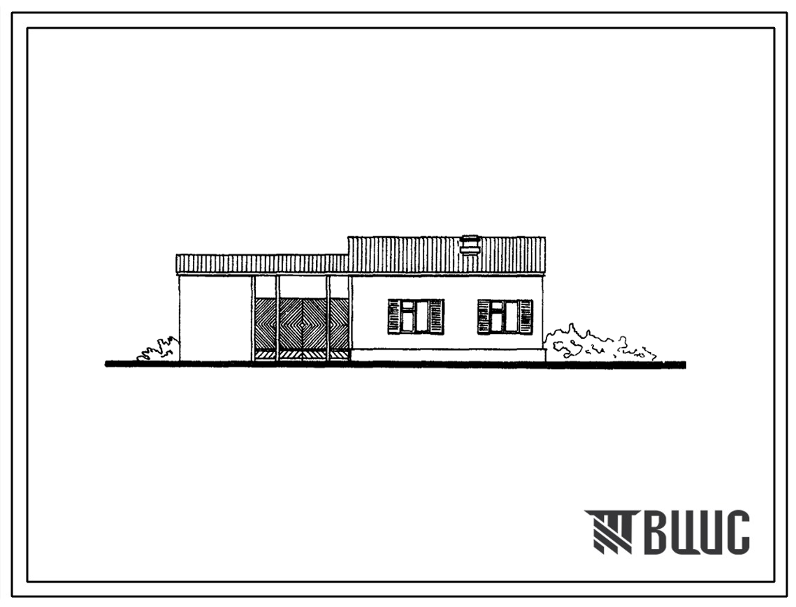 Типовой проект 184-217-1с/1 Одноэтажный дом с трехкомнатной квартирой для индивидуального строительства. Для строительства в северных районах 4А климатического подрайона Туркменской ССР сейсмичностью
