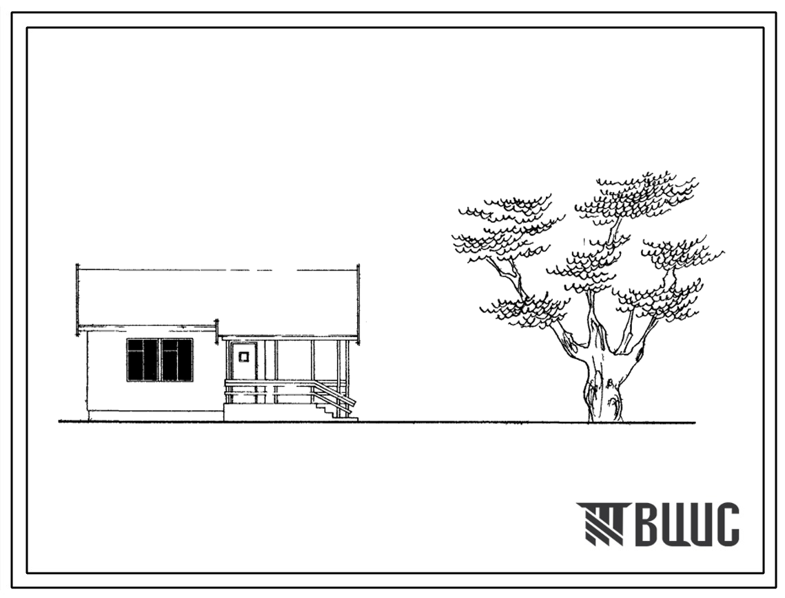 Типовой проект 181-115-66 Одноэтажный одноквартирный жилой дом с двухкомнатной квартирой 2Б. Стены из деревянных панелей.