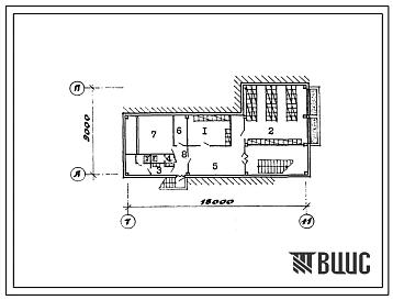 Типовой проект П-2-190(816-1-91.13.86) Вспомогательные помещения подвала ремонтной мастерской с пунктом технического обслуживания и материально-техническим складом, (убежище на 190 человек, размеры убежища 18м на 9м, режимы вентиляции 1).