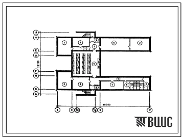 Типовой проект П-5-150(264-10-7.13.90) Спортивно-оздоровительные помещения в подвале культурно-досугового центра на 150 посетителей с залом на 100 мест, (убежище на 150 человек, размеры убежища 30,2м на 22,2м, режимы вентиляции 1,2,3).