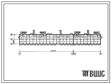 Типовой проект П-4-788-0358с.23.88 Помещения общественного назначения в подвале 5-этажного 60-квартирного жилого дома, скомпонованного из блок-секций 105-0125с.13.87, (убежище на 788 человек, размеры убежища 86,65м на 10,8м, режимы вентиляции 1,2,3).