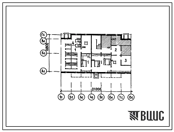 Типовой проект П-4-90(26-0109.13.87) Хозяйственные помещения в подвале 4-этажной 12-квартирной рядовой блок-секции с торцовыми окончаниями 1-3-3, (убежище на 90 человек, размеры убежища 21м на 10,8м, режимы вентиляции 1,2).
