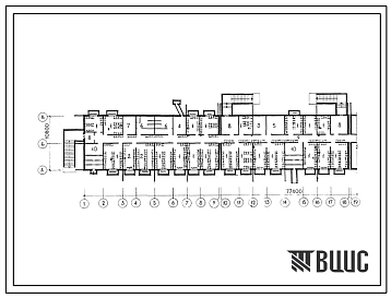 Типовой проект П-3-1000(111-76-4СП(69)1.2) Помещения общественного назначения в подвале 4-этажного 6-секционного жилого дома а 56 квартир, (убежище на 1000 человек, размеры убежища 77,4м на 10,8м, режимы вентиляции 1,2,3).