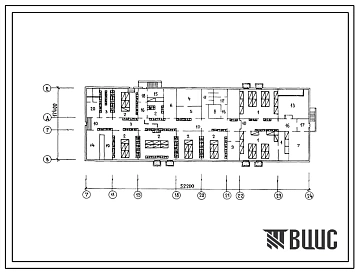 Типовой проект П-4-450(221-1-652с.13.89) Хозяйственно-бытовые помещения в подвале средней школы на 22 класса (844 учащихся) в конструкциях серии 1.090.1-5с, (убежище на 450 человек, размеры убежища 52,2м на 17,4м, режимы вентиляции 1,2).
