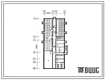 Типовой проект П-4-255(233-1-419.84) Помещения общественного назначения, приспосабливаемые под ПРУ, в подвале школы на 18 классов (689-704 учащихся), (убежище на 255 человек, размеры убежища 46,4м на 15м, режимы вентиляции 1,2).